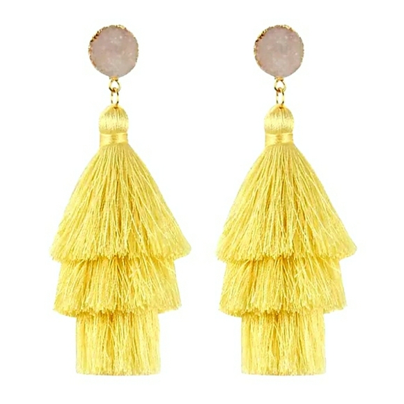 Jewelry - Yellow Layered Tassel Earrings